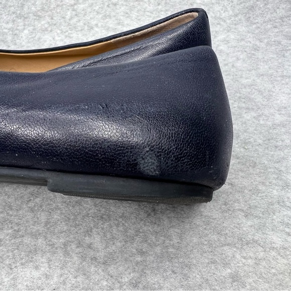 Tory Burch Powder Coated Melinda Ballet Flats Leather Perfect Navy Blue Size 8.5 - Picture 6 of 16